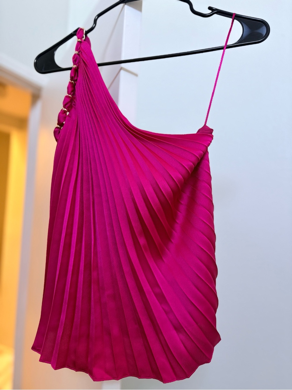 NWT Milly Vibrant Fuchsia Pleated Top